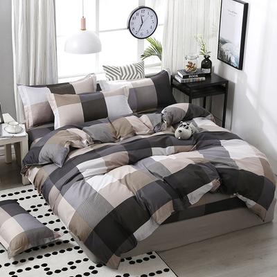Vierteiliges Set aus Aloe-Baumwolle, Bettbezug, Bettlakenbezug, einfaches dreiteiliges Set für Doppel- und Einzelbett im Schlafsaal