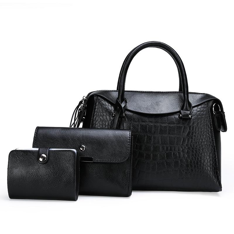 

New retro fashion three-piece child and mother bag portable shoulder oblique span bag чёрный