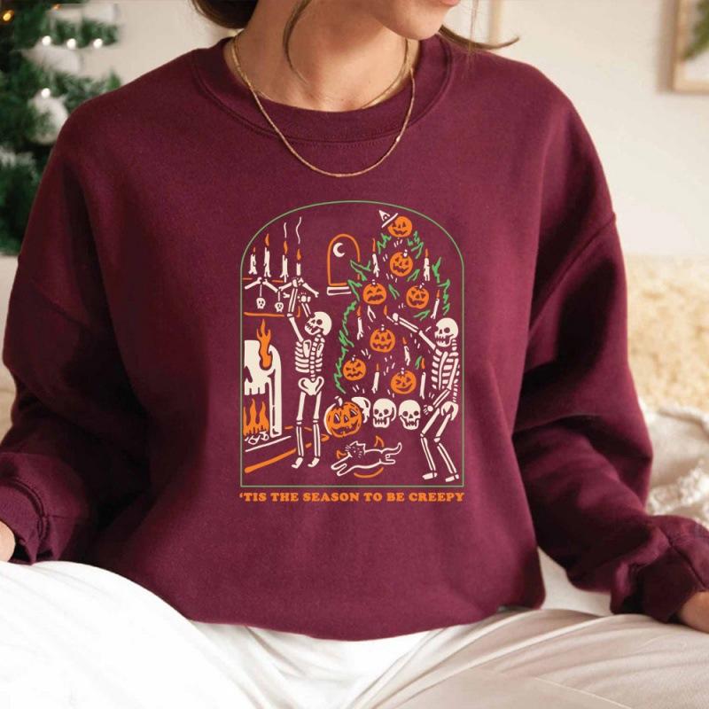 Halloween Pumpkin Print Long-Sleeved Top Women'S Casual Hoodie