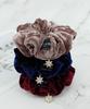 Maia Velvet Crystal Scrunchie - Navy