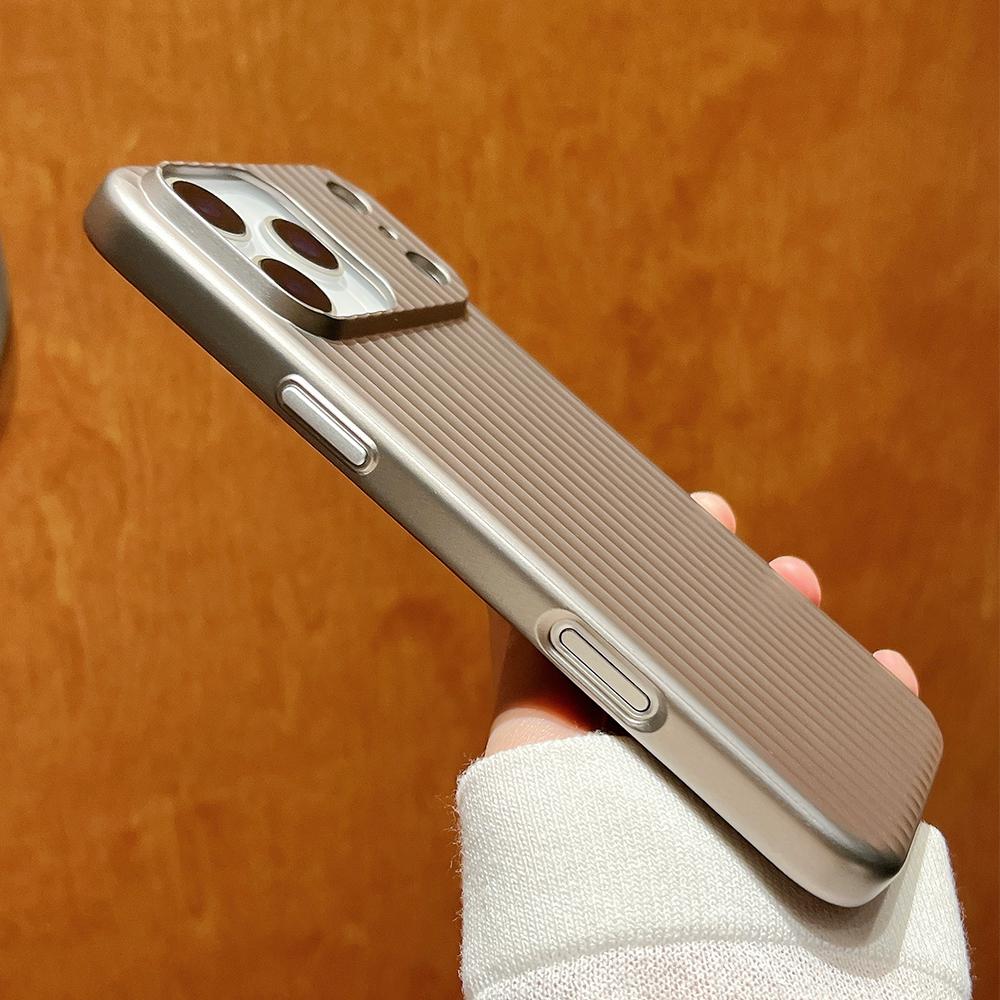 Matte Titanium Gray corrugated pattern phone case for iPhone 17 16 15 14 13 12 Pro Max Air Plus full shockproof hard back cover