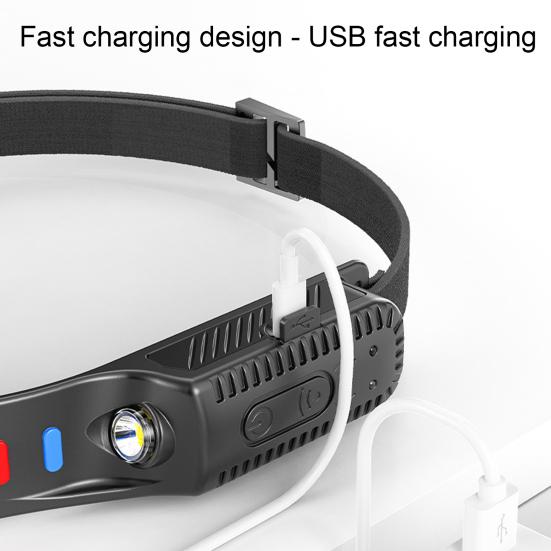 Motion Sensor Headlamp Ultra-Bright LED Headlamp Gesture Control Waterproof Lightweight USB-C Rechargeable Outdoor Headlamp for Camping Hiking