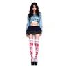 Halloween Cosplay Blood Splatter Hooded Cape Cloak Bloody Apron Tights Socks Scary Party Dress Up Costume Accessories For Adult