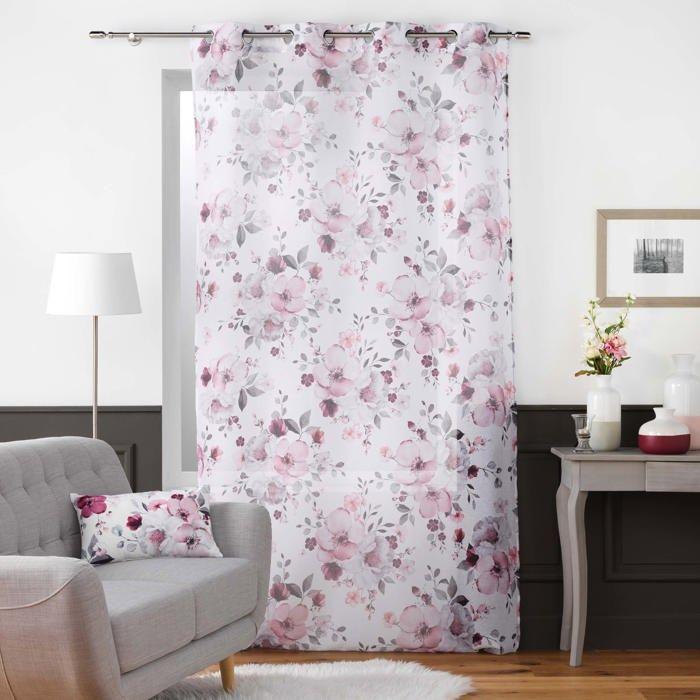 Rideau panneau a oeillets Voile Collection Bouquet de fleurs