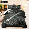 Juego de Cama de Guitarra Clásica 3D Guitarra Eléctrica Música Punk Rock Juego de Funda Nórdica Funda de Edredón Tamaño Queen Para Niños Niños Hombre Joven