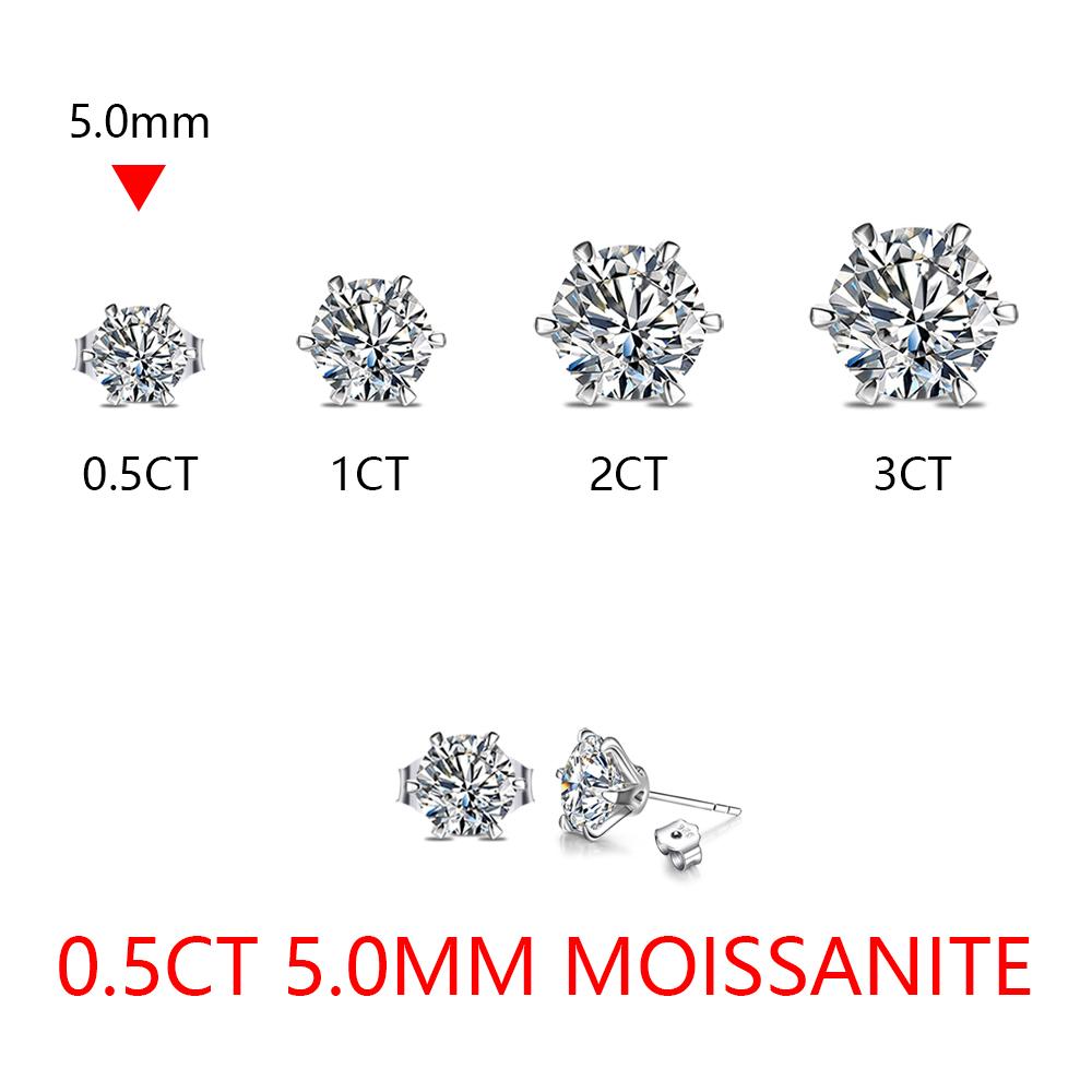 New Arrival 2.0 Carat Moissanite Gemstone Stud Earrings for Women Solid   Copper D color Solitaire Fine Jewelry