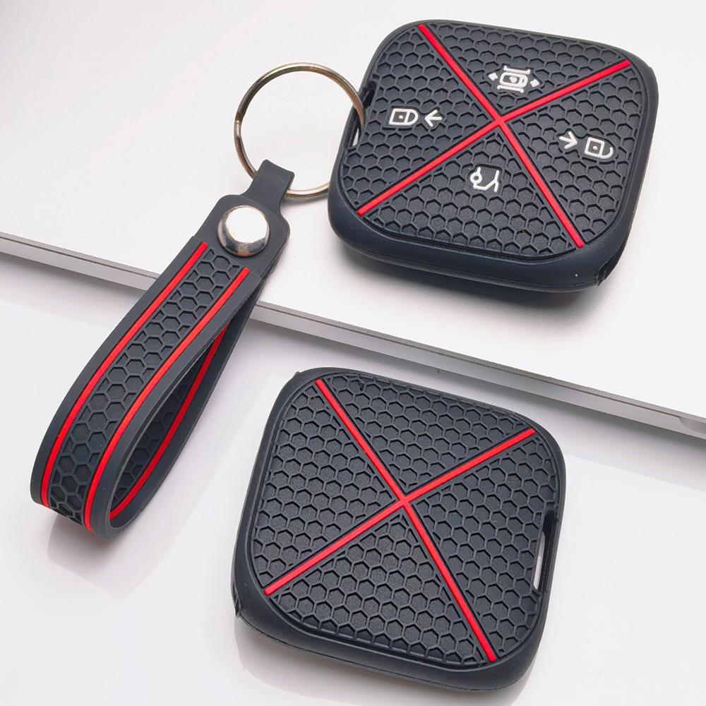 Silicone Remote Key Cover for Zeekr Zeekr 001 Zeekr 009 Zeekr X Zeekr 007 with Keychain Honeycomb Texture Metal Keychain Key Fob Protector