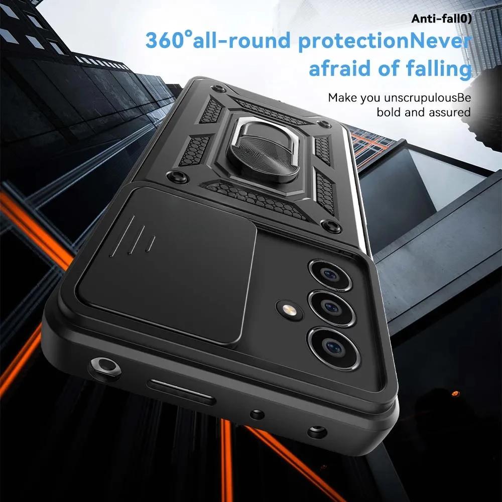 Case For Samsung Galaxy A17 A07 A56 A36 A26 A16 A06 A55 A35 A25 A15 A05S M56 M06 Armor Ring Holder Lens Protect Shockproof Cover