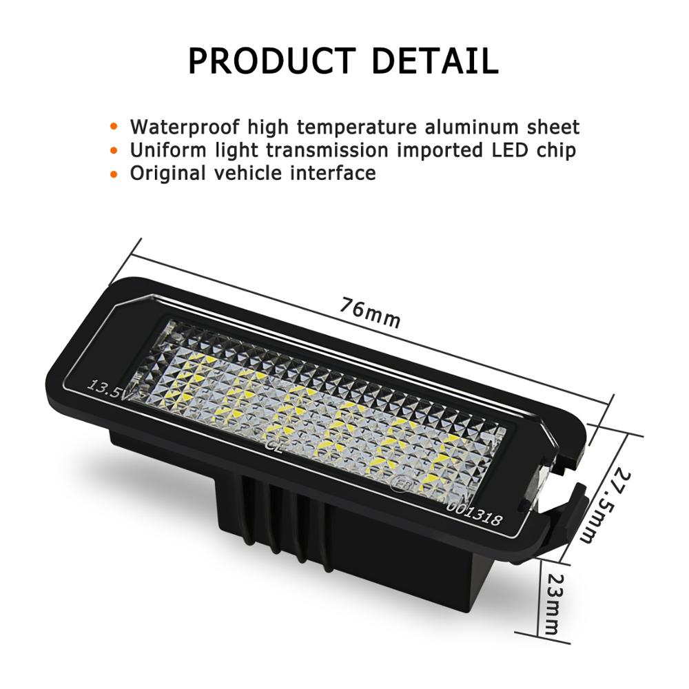 2x Number License Plate Light Lamp No Error 18SMD LED 12V 6500k White for VW Golf MK4 MK5 MK6 Passat Polo CC Eos Car Accessories