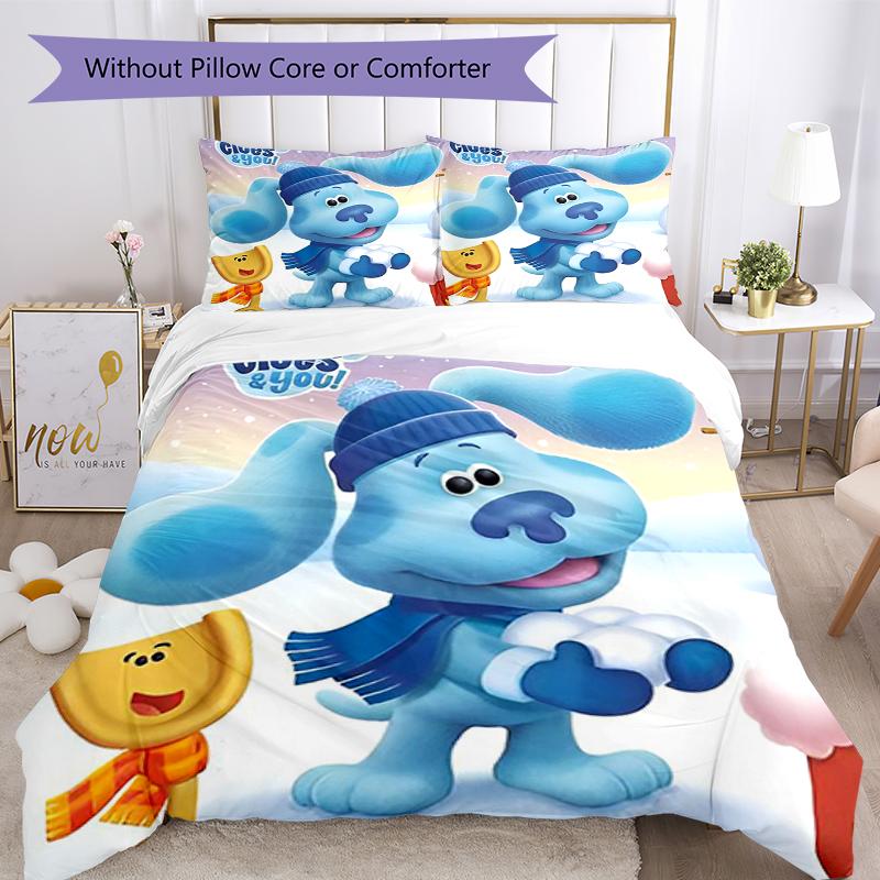 3pcs Blue's Clues Bedding Set Duvet Cover Closure Includes 1 Duvet Cover & 2 Pillowcases, Soft and Comfortable for All Seasons.
