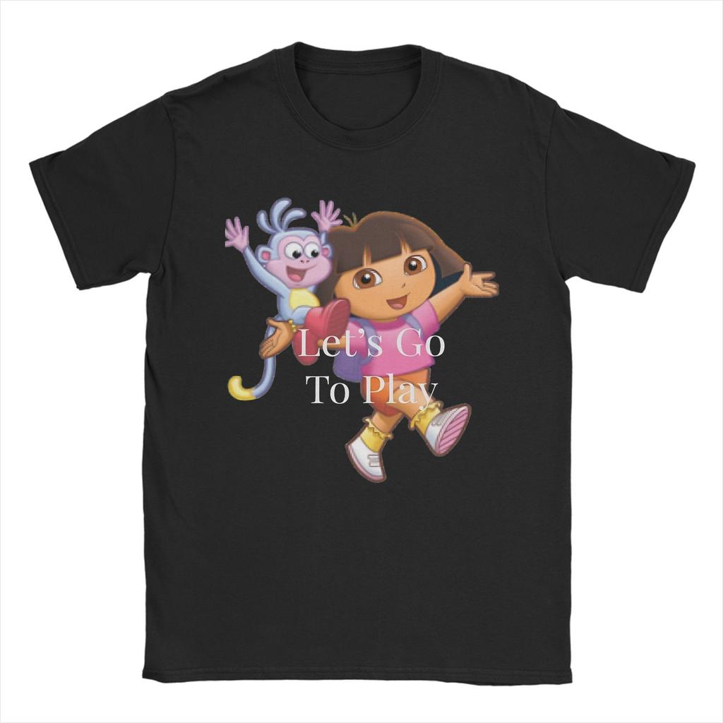 Funny Dora Image TShirts for Unisex O Neck Cotton T Shirts Short Sleeve Tee Shirt Big Size Tops