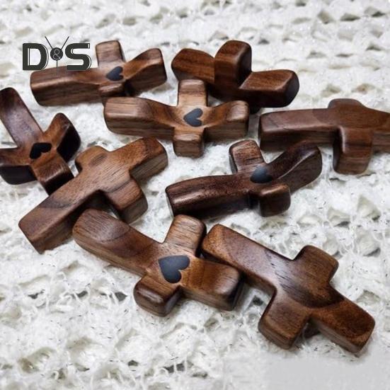 Handcrafted Wooden Fidget Cross Pocket Prayer Cross Fingertip Stress Relief Cross Gadget for Clutching Clinging And Praying Encouragement Gift