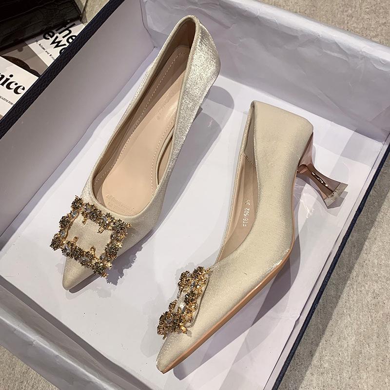 

Wedding shoes autumn bridal shoes niche white satin dress high heels main wedding shoes 40 [Spot]