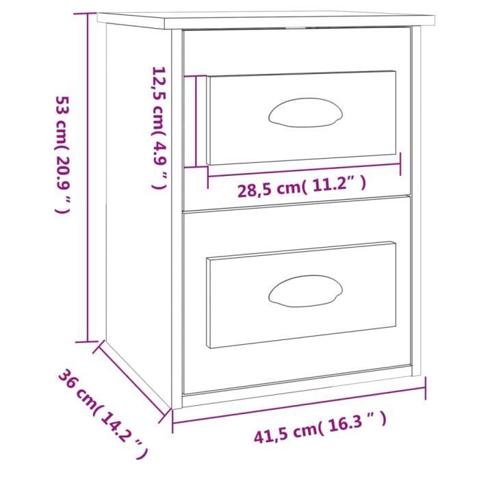 VidaXL Tables de chevet murales 2 pcs chêne sonoma 41,5x36x53 cm 816399