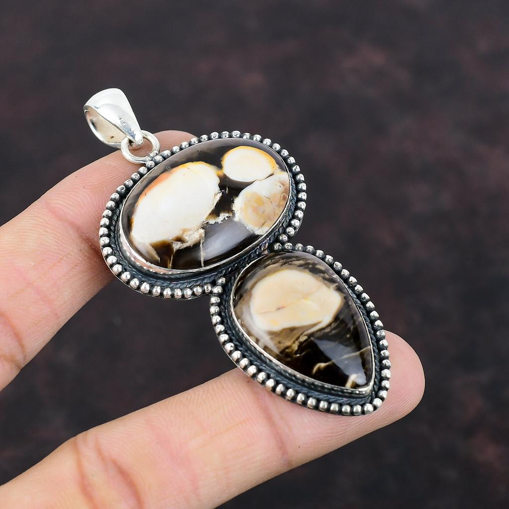 Peanut Wood Jasper Pendant Handmade Elegant Jewelry 925 Sterling Silver Pendant Gemstone Pendant Gift For Mom Vintage Pendant Silver Jewelry