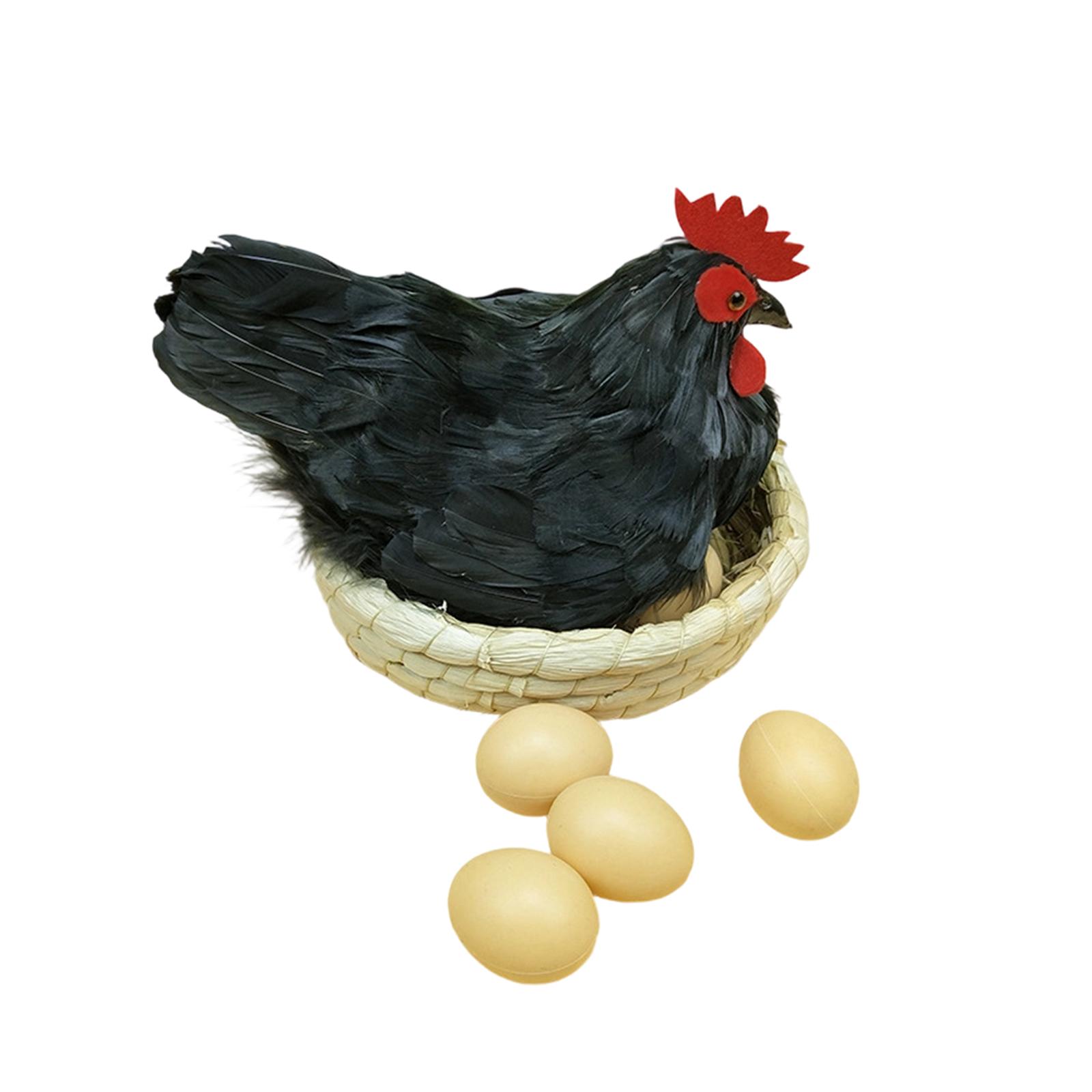 

Realistic Chicken Simulation Model Artificial Feather Hen Figurine Outdoor Garden Decoration for Easter Home Yard чорний