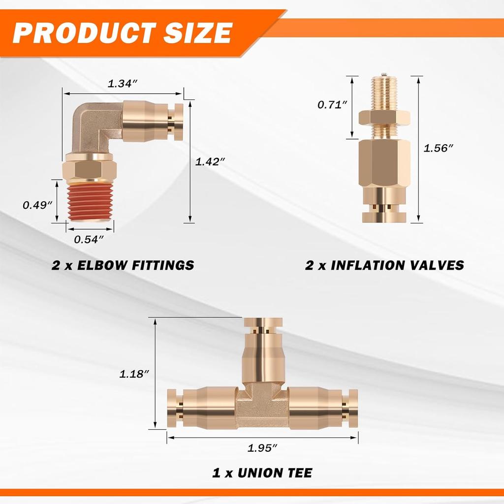 Air Line Kit For Air Spring Bag Suspension With Fittings, 30 FT PA Hose Truck Airbag Line With 1/4 NPT DOT Air Fittings, Replacement Valve For Airbag