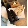 Sheepskin Version~ Minimalist One-word Belt Leather Soft-soled Mary Jane Single Shoes Women's Small Heel Ballet Shoes Small Leather Shoes Laden Shoes