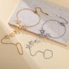 Star Charms Bracelet Ring Hollow Out Solid Stars Bracelet with Finger Chain Stainless Steel Adjustable Chain Jewelry Party Daily
