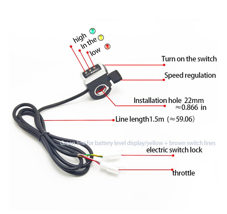 Five-star 106DX Electric Bike Throttle: Thumb Twist Grip Speed Controller with Dial