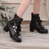 Women Goth Lolita Platform Boots Chunky High Heels Ankle Boots Lace Buckle Gothic Cosplay Booties Zipper Punk Shoes