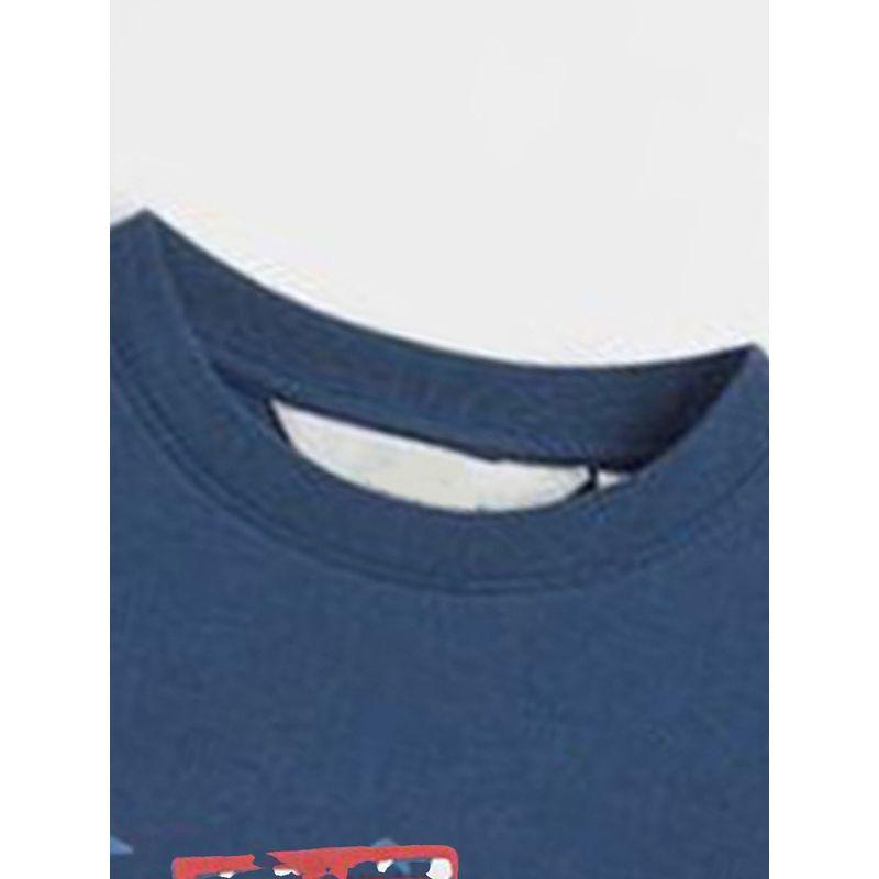 2026 Boys' Summer Outfit Set Dark Blue Shark Boy Summer Pure Cotton Short-Sleeve T-Shirt Children's New Two-Piece Set Trendy 8
