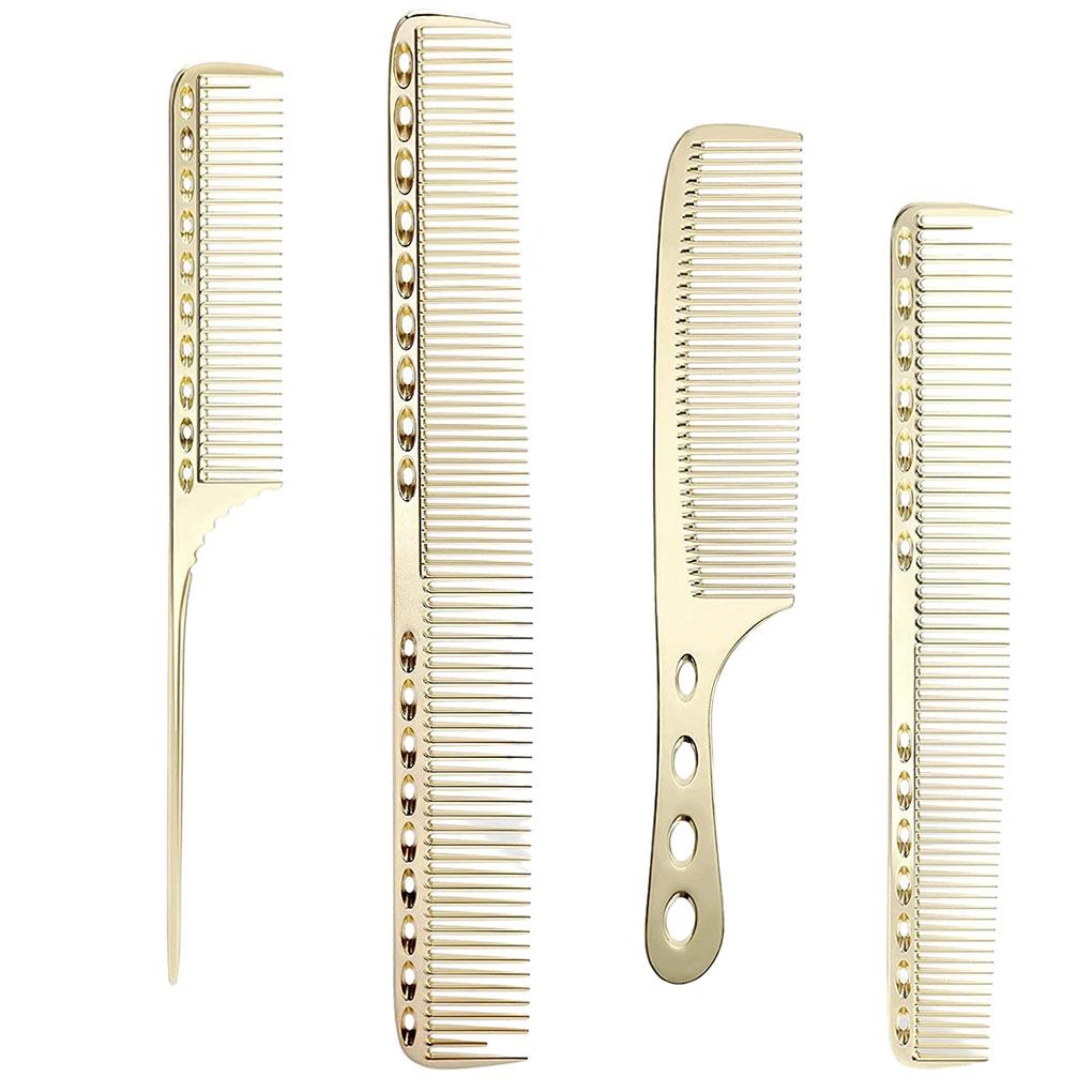 

4 шт. алюминий для ухода - легкий и прочный для унисекс расческа для волос парикмахерская расческа местный богатый золотой