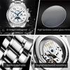 OLEVS 6667 Original Mode Herrenuhren Manuell Mechanisch Automatisches Uhrwerk Antiker Lederarmband Edelstahlarmband Uhr