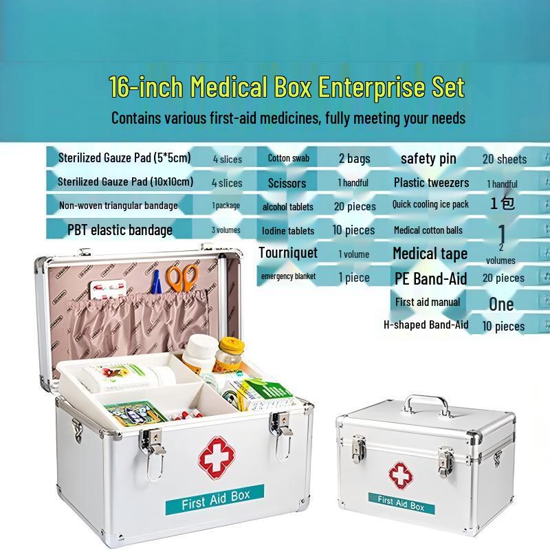 Jinlongxing 16-inch Aluminum Alloy First-Aid Kit with Medicine Bag