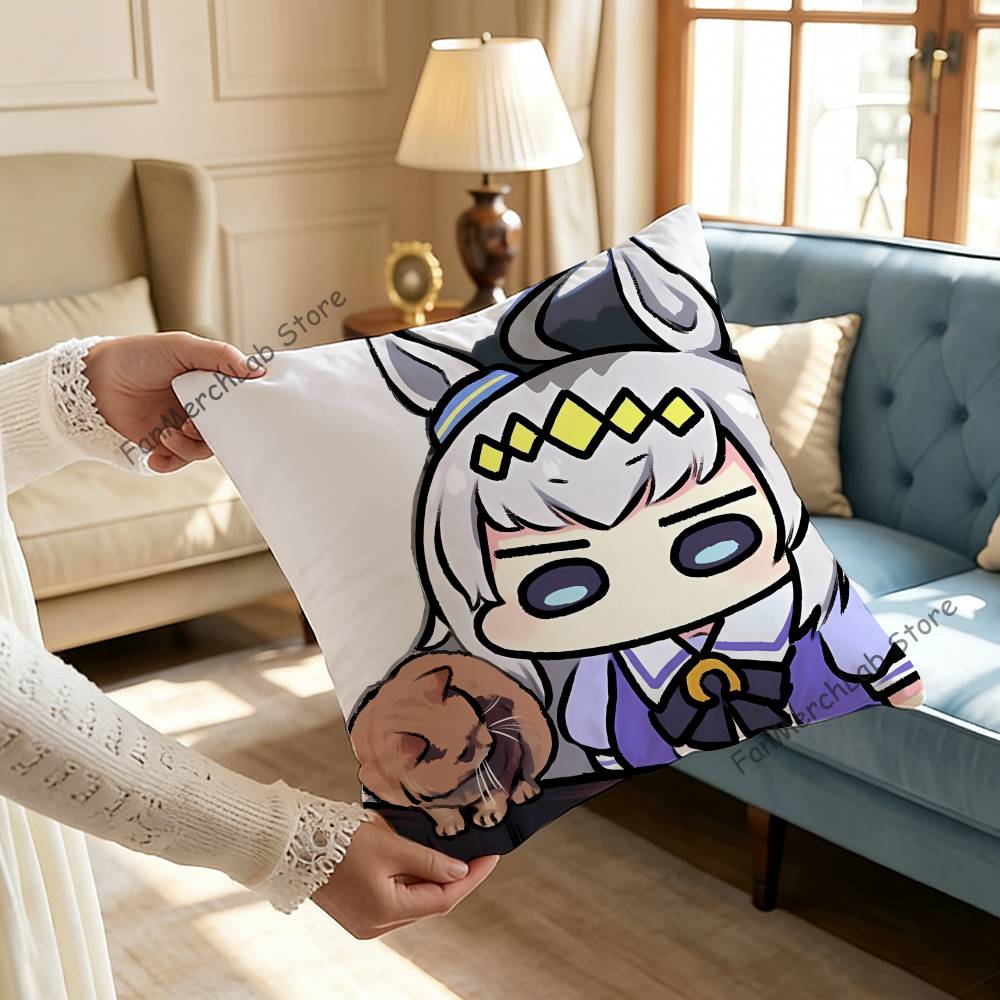 PPretty Anime DDerby OOguri CapS Cushion For Bedroom Car Coffee Shop Room and Living Room Sofa Decorative Pillow Cover Case