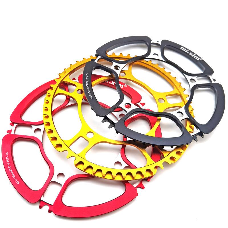 mi.xim 5-hole Petal Crankset: 45T/47T/53T/56T for Folding, Small Wheel, and Road Bikes, Single Chainring Crankset