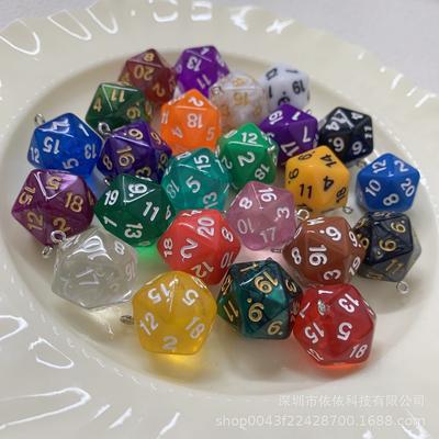Manufacturer's Real Shot 20-sided Sieve Dice Transparent Solid Color Multi-sided Dice Bag Pendant Earrings Keychain DIY Accessories