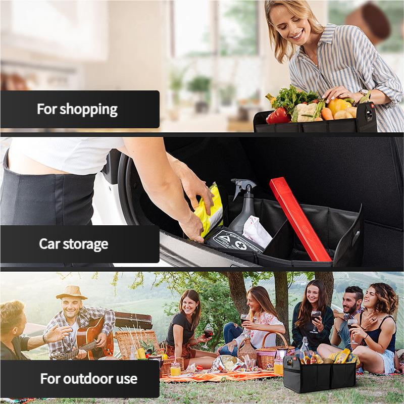 Portable Foldable Car Storage Box Automotive Trunk Organizer Collapsible Vehicle Storage Container Travel Storage Bag