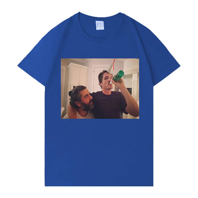 Lustiges Pedro Pascal und sein Freund Lässiges Mode T-Shirt Unisex Rundhals T-Shirts Lockeres Baumwolle Y2K Übergroßes Kurzarm T-Shirt