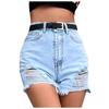 Women's Fashion Casual High Waist Torns Solid Color Jeans Shorts