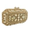 Boutique De FGG Elegant Bling Women Gold Crystal Clutch Evening Bags Wedding Party Rhinestone Box Handbags Minaudiere Purse
