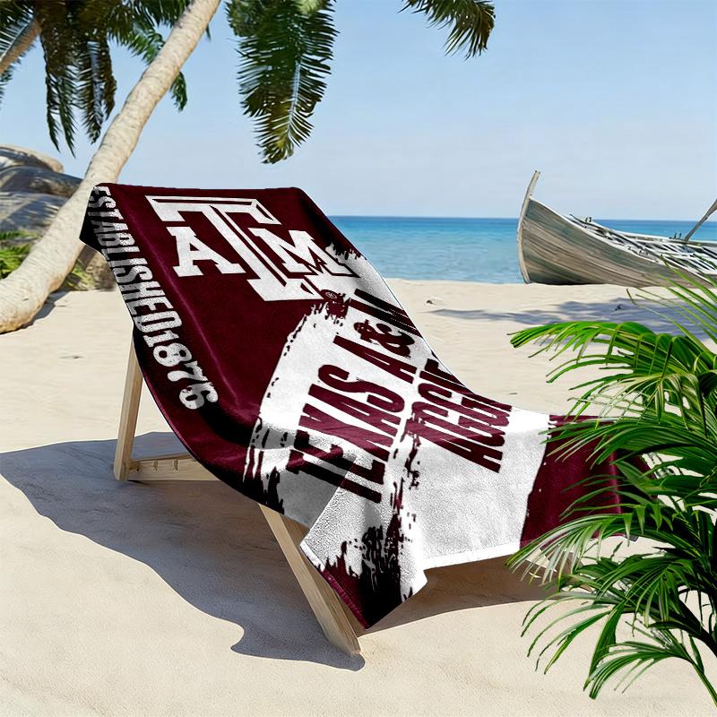 Texas A&M Aggies Print Beach Towel, Large Soft Quick Dry Towel for Beach Camping Swimming