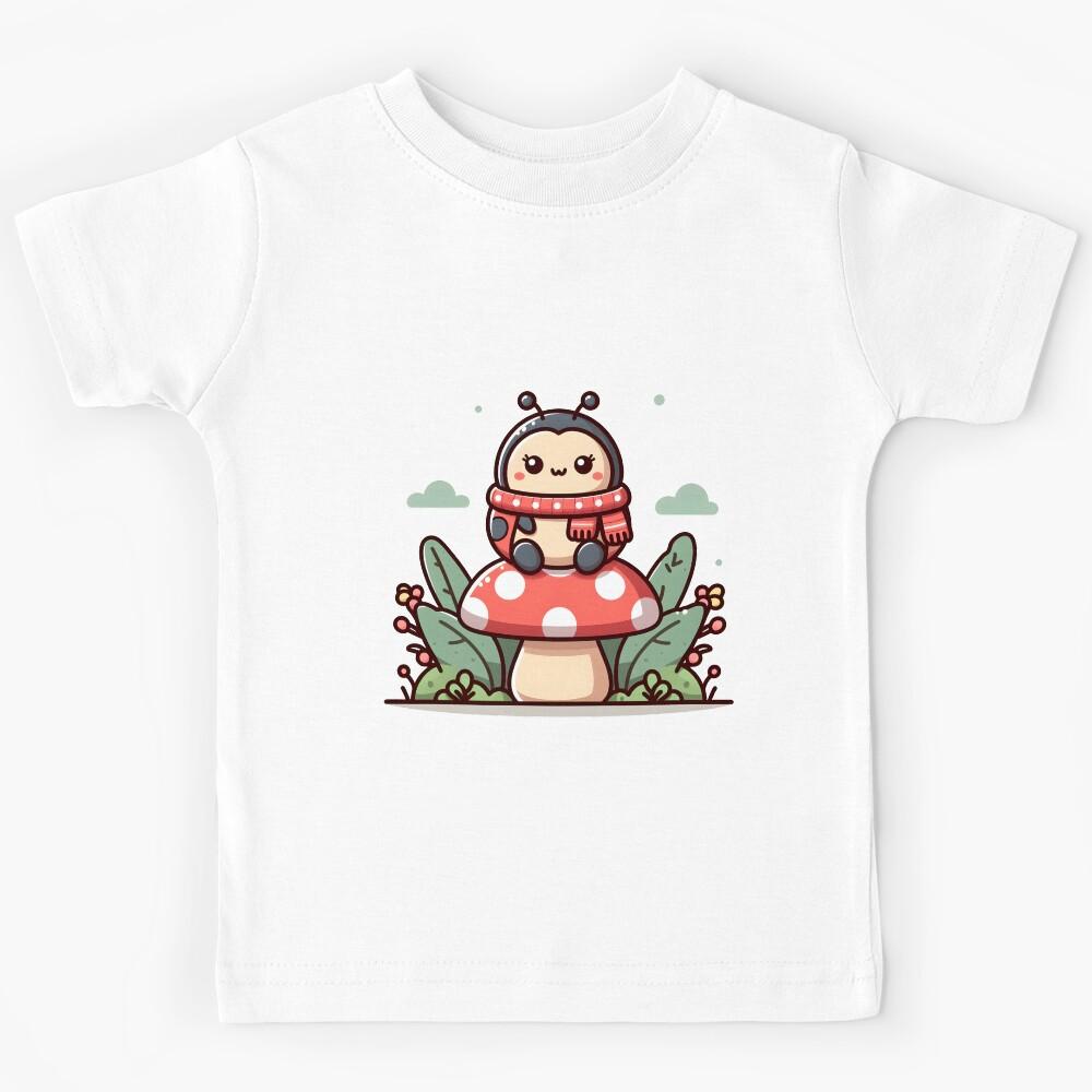 Kawaii Ladybug: Wearing A Polka Dot Scarf Kids T-Shirt 110