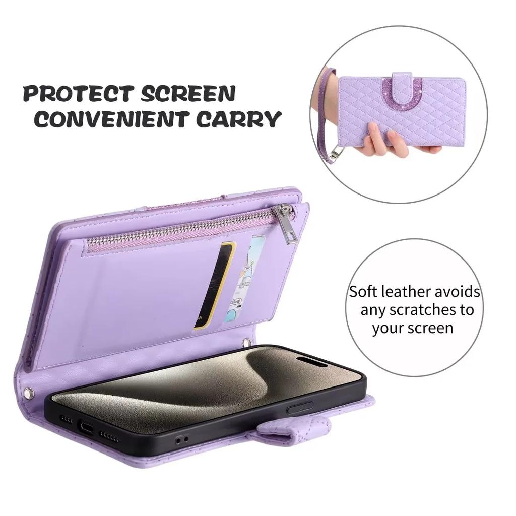 Flip Leather Phone Case for XiaoMi 14 13T 12T 11T 10T Mi POCO X6 Pro X5 X3 F3 F4 F5 M5S C65 C55 Long Lanyard Zipper Wallet Cover