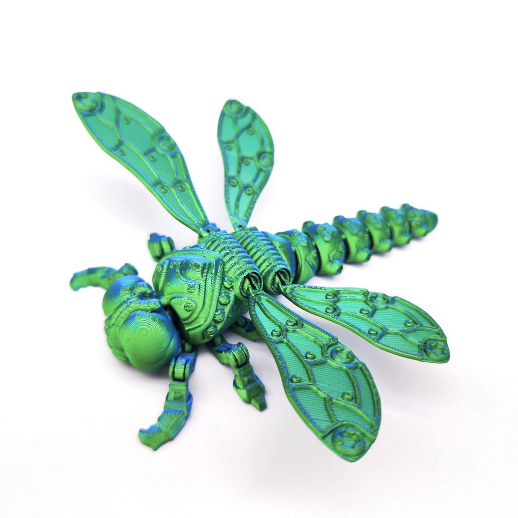 Articulated Dragonfly Figure with Movable Wings - Transformable and Realistic 3D Printed Toy Ornament Gift