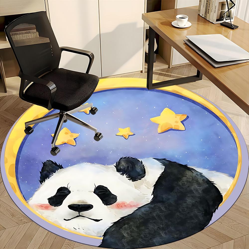 1pc Panda Moon Office Round Area Rug, Indoor Mat Suitable ForOffice, Under Office Chairs Bedroom Living Room Home Decor, Room Decot137