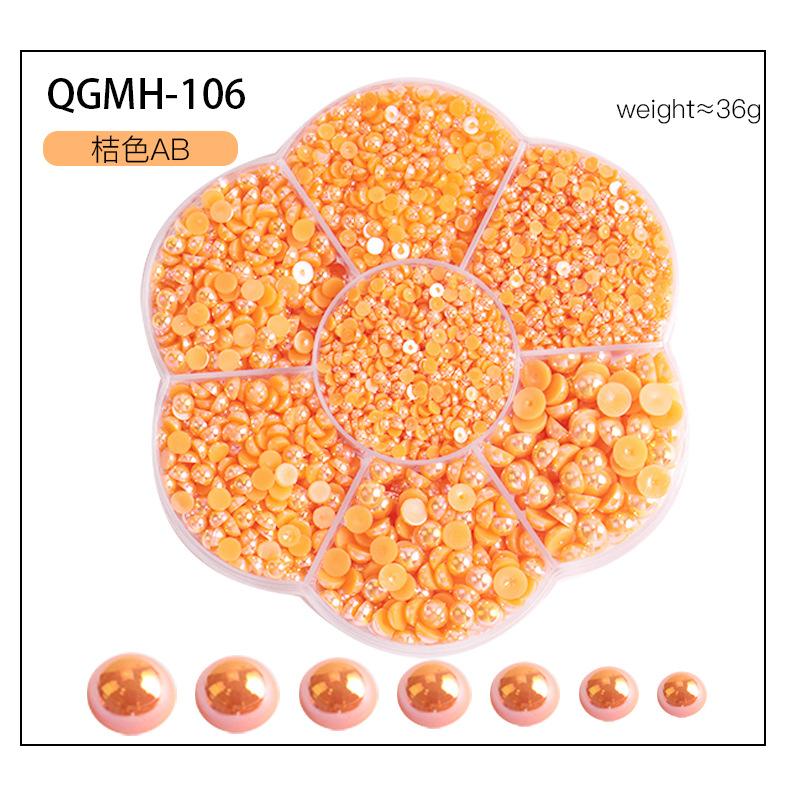 Nail Art Jewelry 7 Grid Plum Blossom Nail Art Pearl Abs Half-Sided Pearl Flat Bottom Diamond Nail Art Decoration