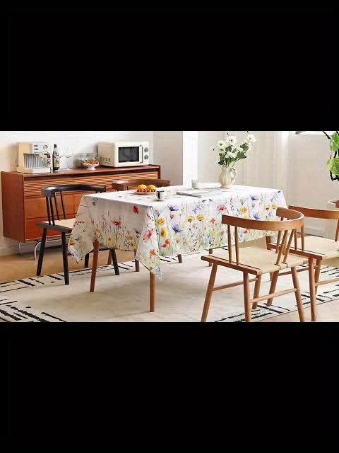 Frühlings-Aquarell-Blumen Rechteckige Tischdecke Hochzeitsfeier Dekoration Sommer Bunte Blumen Blätter Tischdecke Heimdekorationen