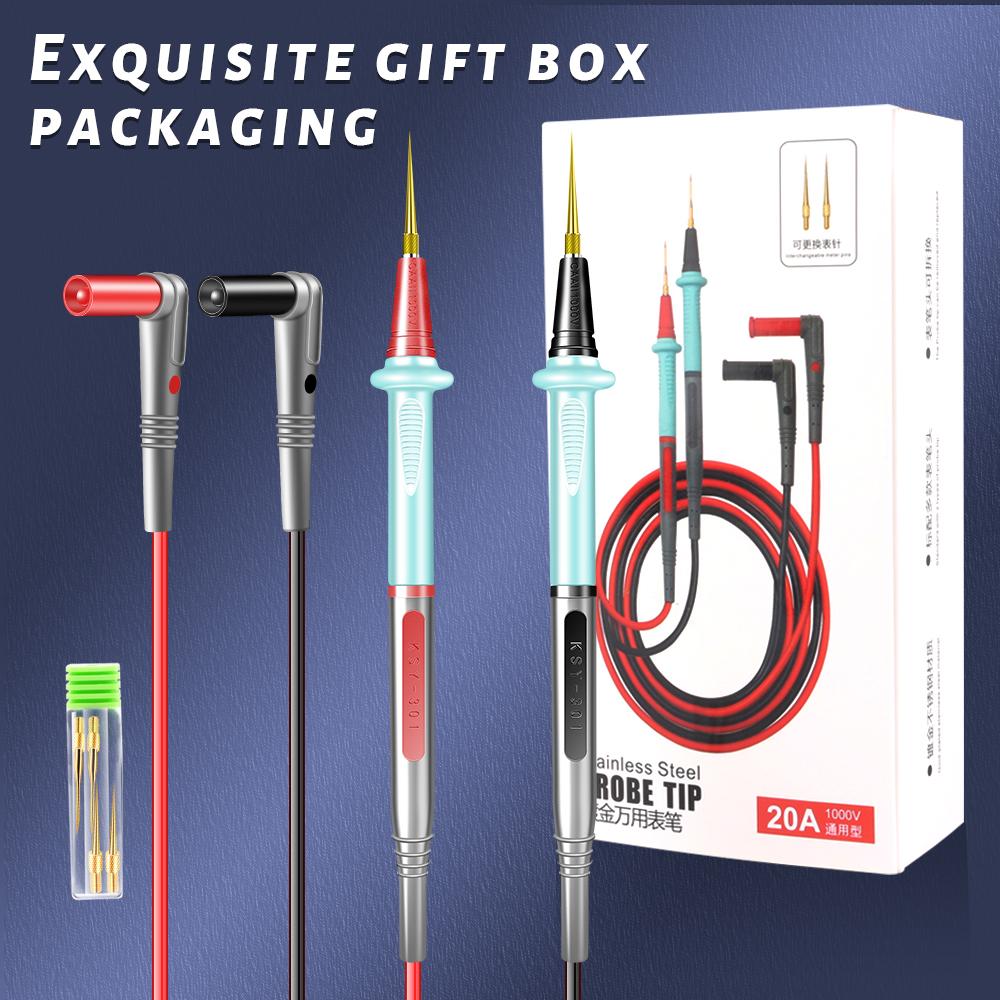 

20A 1000V Мультиметр Тестові проводи Знімні Позолочені Тестові щупи Наконечник Силіконові Тестові кабелі Провідники Аксесуари для Обстеження