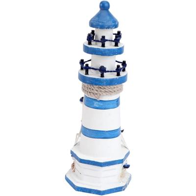 Nautical Lighthouse Decor, Nautical Ocean Lighthouse Decor for Home - Mediterranean Sea Beach Style Watchtower Wooden Nautical Tower Ornament Figurine