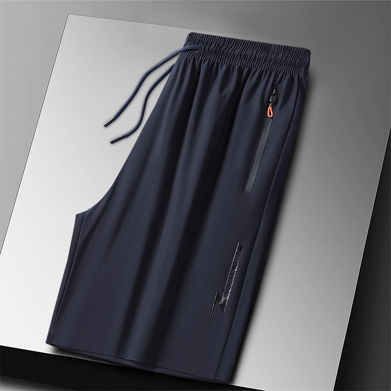 

Plus Size Ice Silk Sport Shorts Man Breathable Quick Dry Track Shorts Outdoor Drawstring Running Shorts with Zipper Pocket S