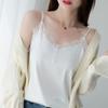 Summer Versatile Satin Interior Tops with Lace Solid Color Women’s Camis & Tank Tops