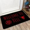 Gothic "Welcome To Hell" Rectangular Doormat, Skull & Pentagram Pattern Floor Mat, Non-Slip Washable Dark Ritual Entrance Rug