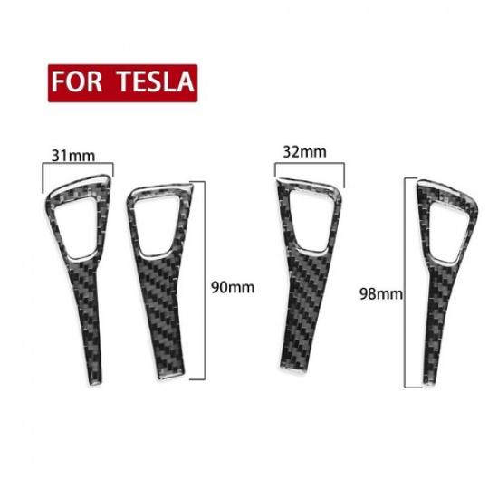 4X Carbon Fiber Interior Window Lift Switch Button Cover Trim For Tesla Model 3Y