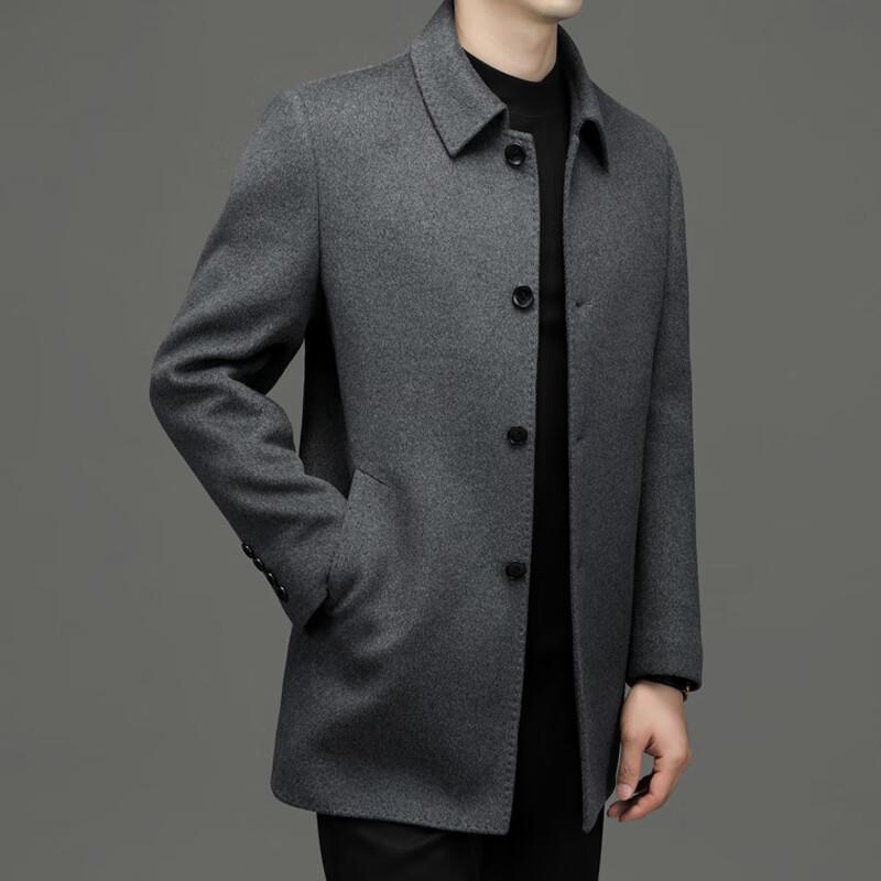Men's Lapel Wool Blend Mid-length Business Casual Coat